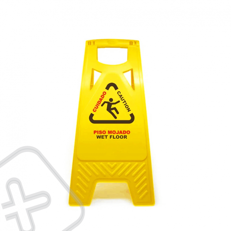 Señal prevencion piso mojado tamaño 20x63cm tipo tijera señal dos caras